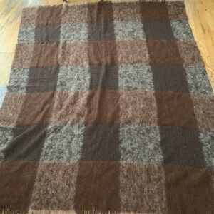 Sanderson England Mohair Wool Throw Blanket Plaid